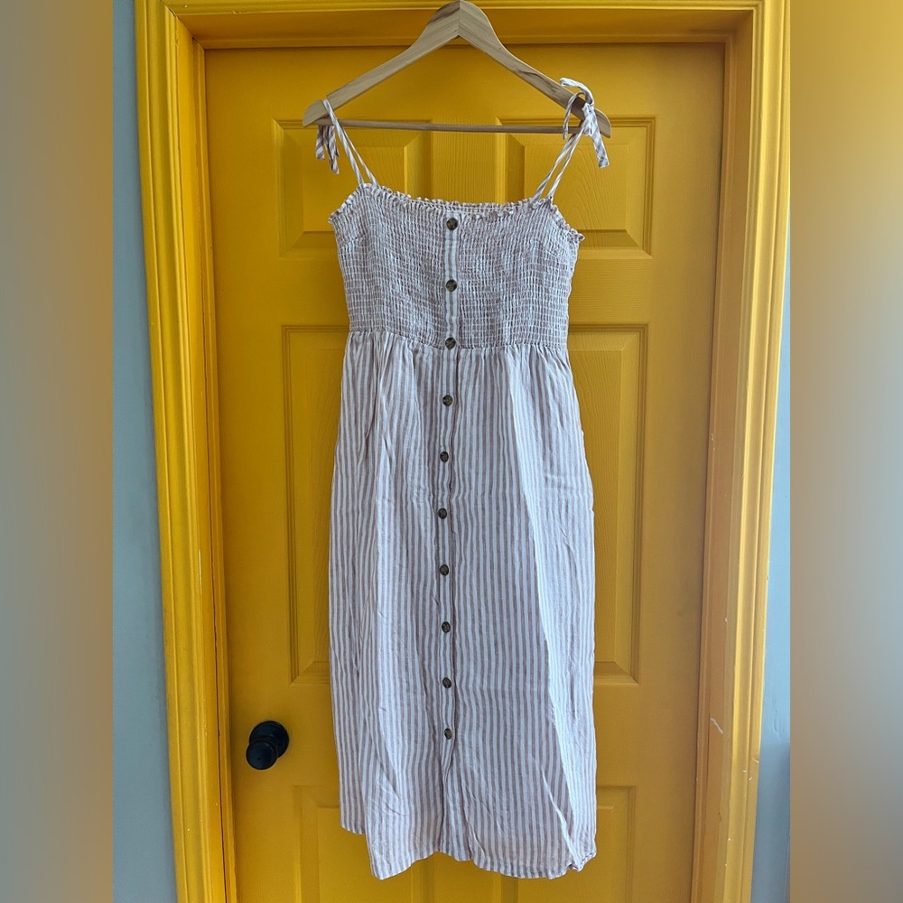 Gap Pink Striped Button-Down Sundress